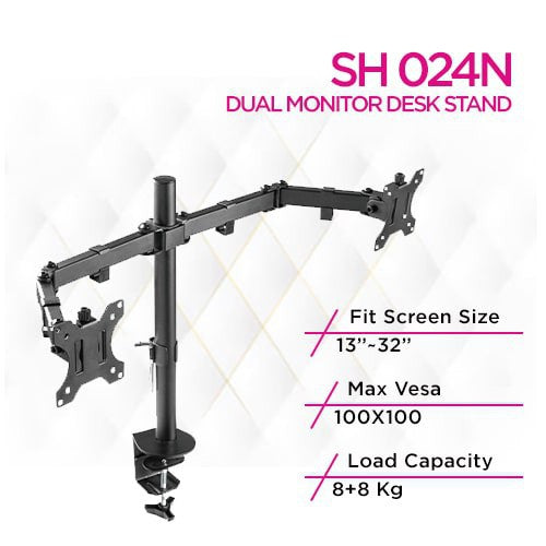 Skill Tech SH 024N Dual Monitor Articulating Desk Mount