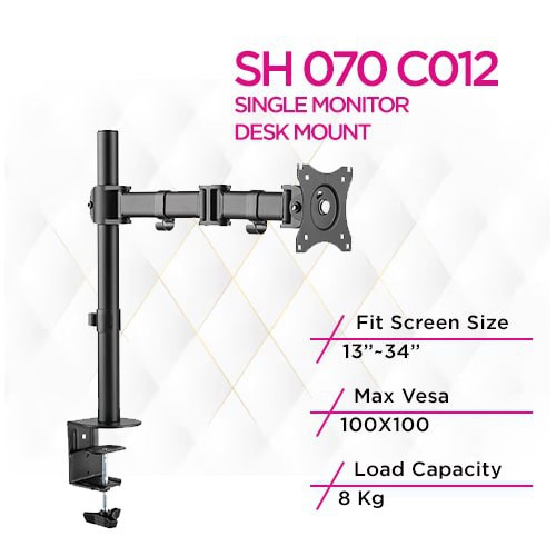 Skill Tech SH 070 C012 Single Monitor Pole-Mounted Arm