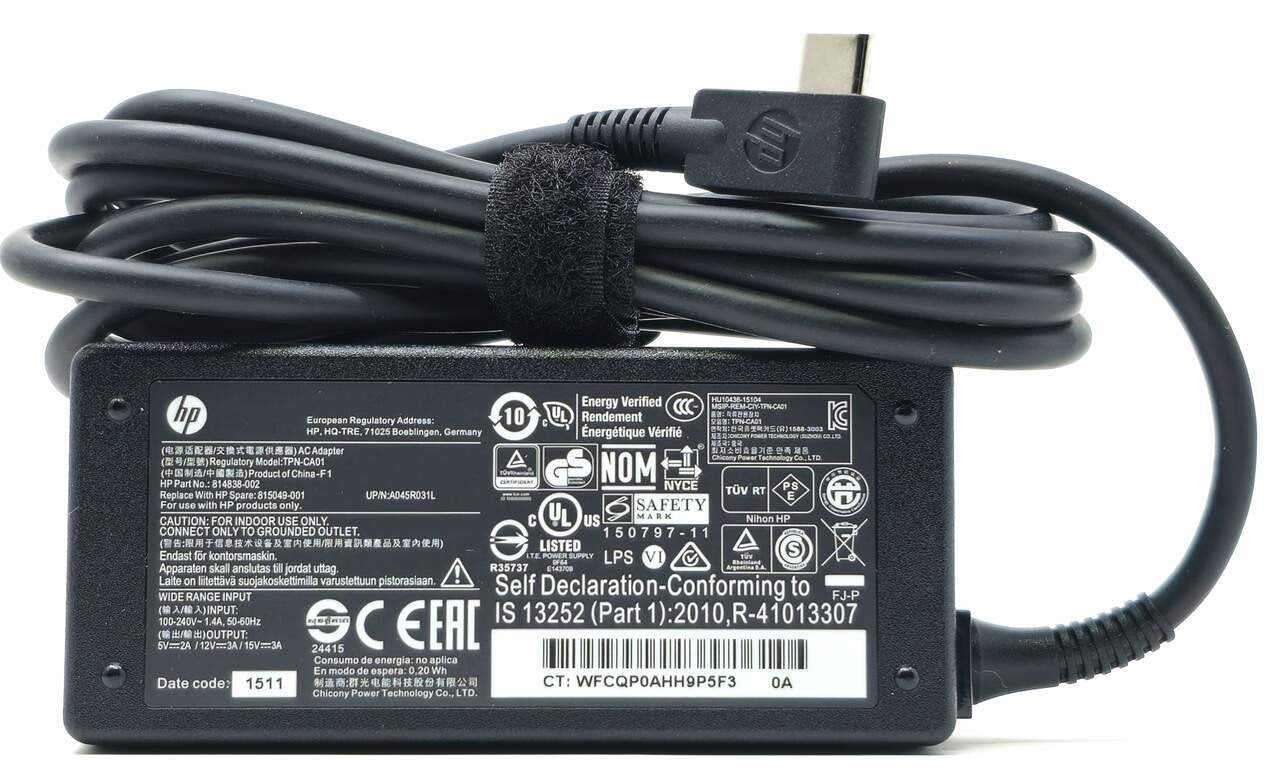 HP 45W USB-C AC Adapter Charger TPN-LA19