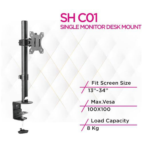 Skill Tech SH C01 Single Monitor Articulating Arm Clamp