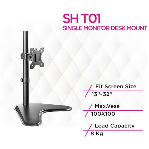 Skill Tech SH T01 Single Monitor Articulating Arm Grommet